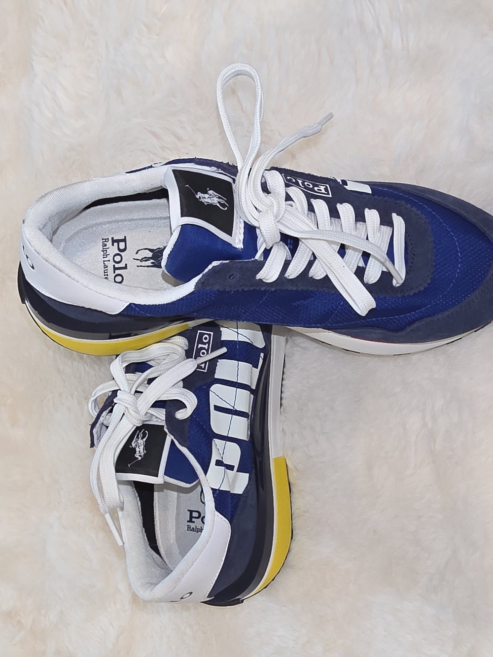 Polo by Ralph Lauren Blue, White & Yellow Men's Lace-Up Sneakers